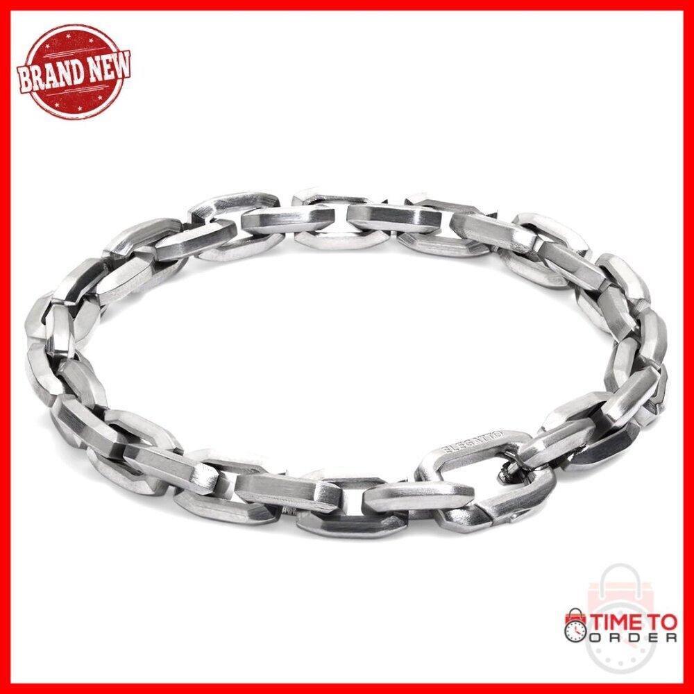 Matte Brushed Stainless Steel Link Bracelet for Men, Modern Oversized Chain